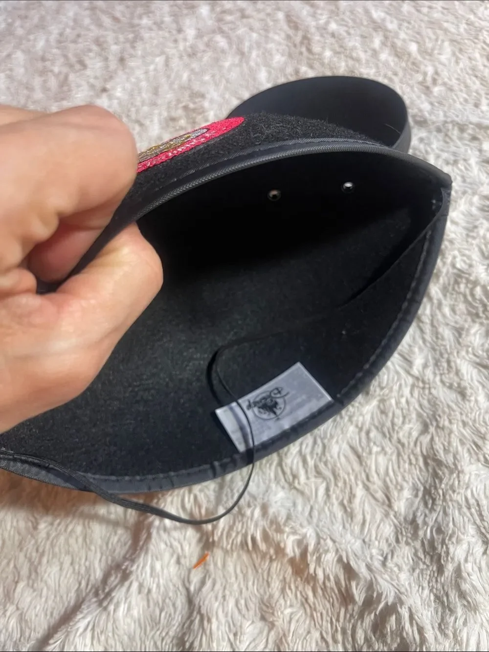 Disney Black Mickey Ear Hat with Red performing arts Emblem